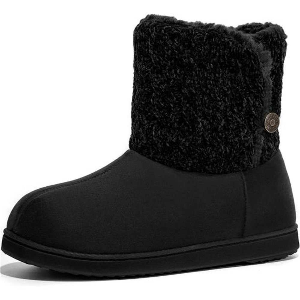 Women's Woolen Yarn Knit Bootie Slippers Comfy House Shoes for Indoor Outdoor